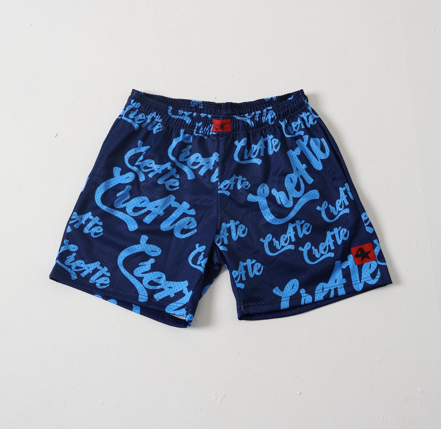 Navy blue and baby blue CRE4TE mesh shorts 💙🩵