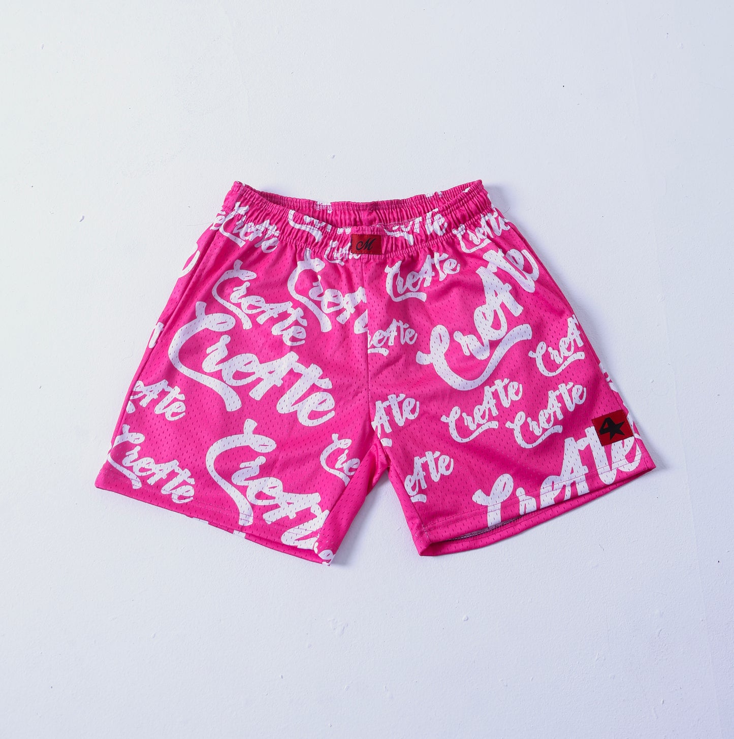 Pink and white CRE4TE mesh shorts 🩷🤍
