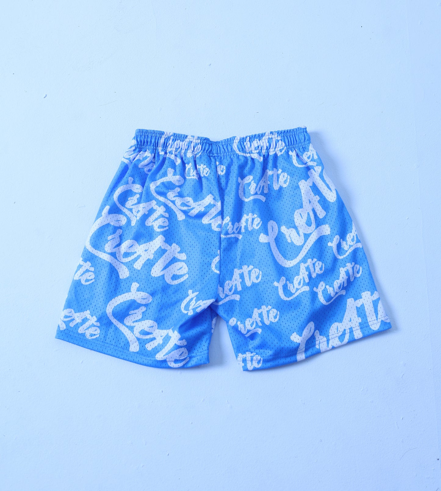 Baby blue and white CRE4TE mesh shorts 🩵🤍