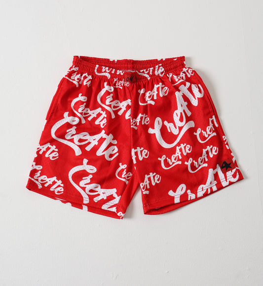 Red and white CRE4TE mesh shorts ❤️🤍