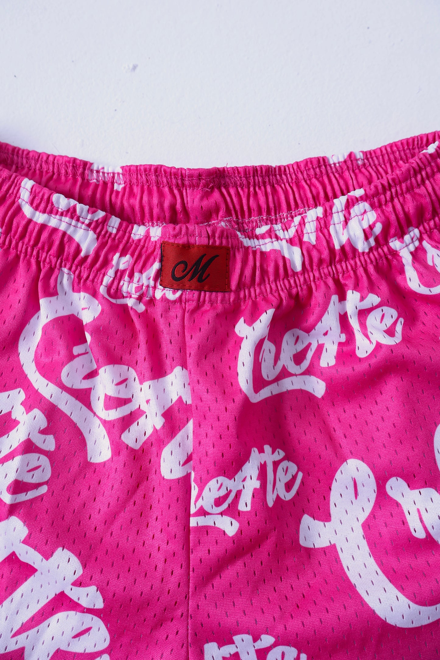 Pink and white CRE4TE mesh shorts 🩷🤍