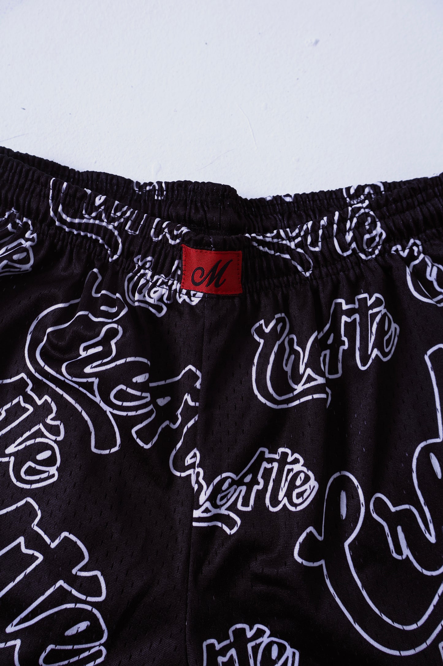 Black and white outline CRE4TE mesh shorts 🖤🤍
