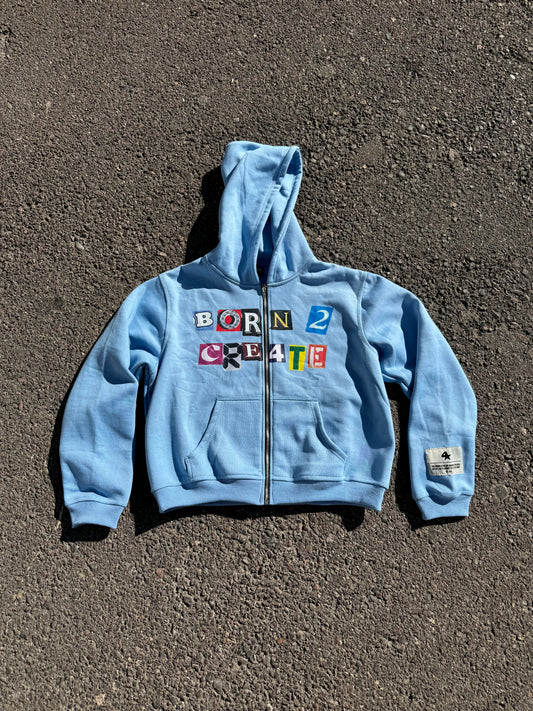 🩵 BORN2CRE4TE heavy zip up