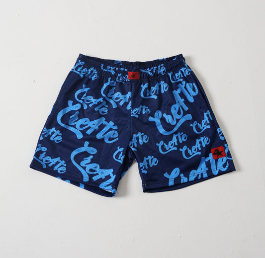 Navy blue and baby blue CRE4TE mesh shorts 💙🩵