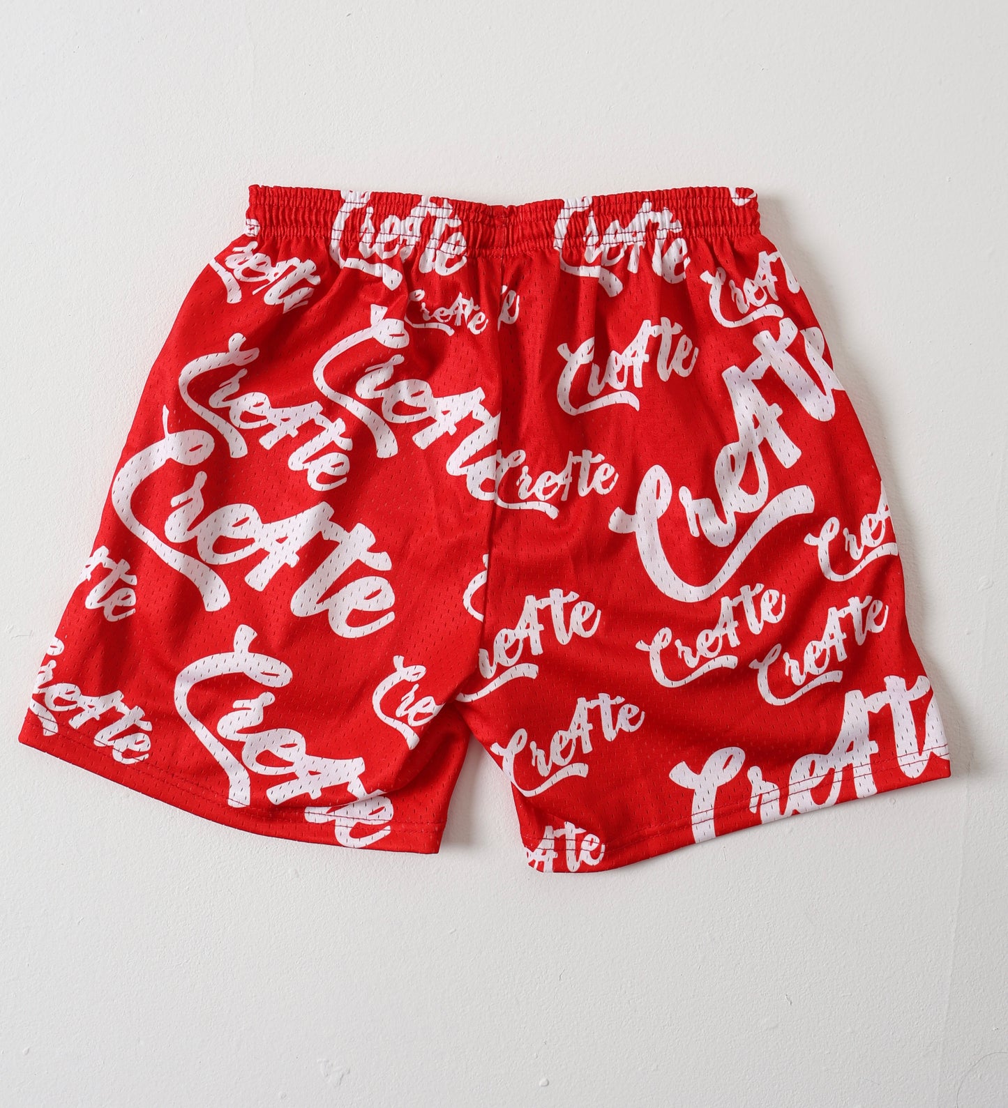 Red and white CRE4TE mesh shorts ❤️🤍