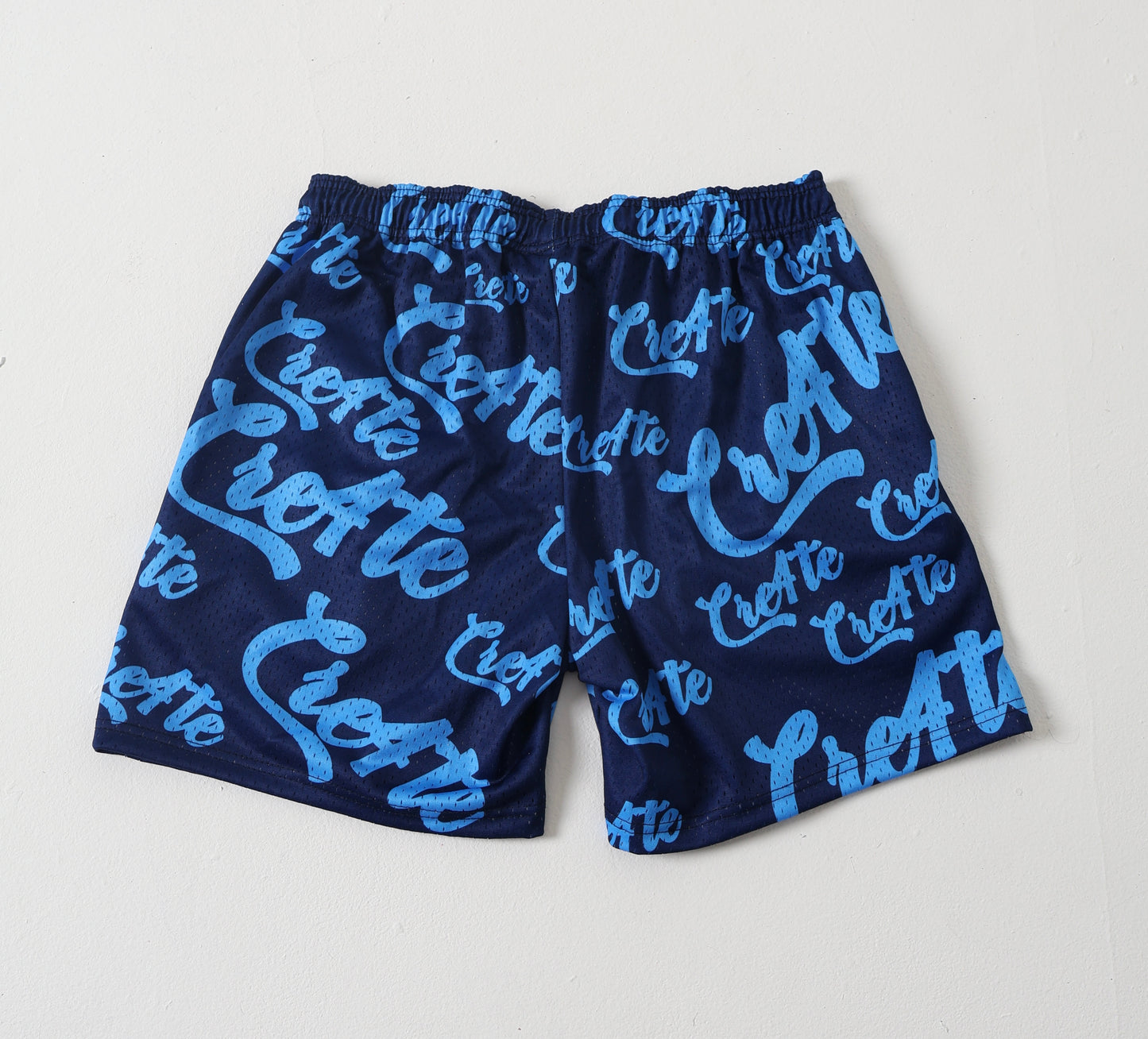 Navy blue and baby blue CRE4TE mesh shorts 💙🩵