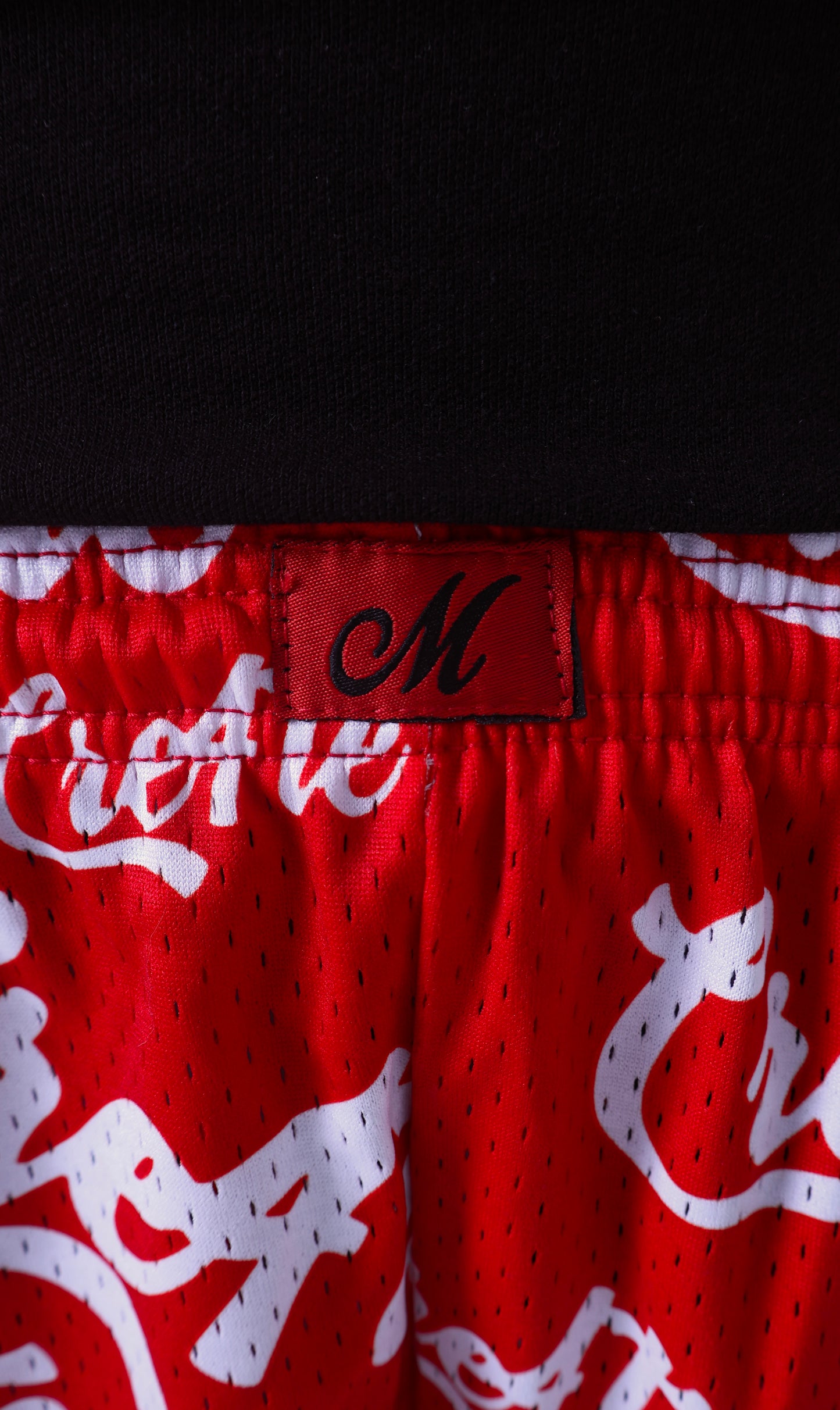 Red and white CRE4TE mesh shorts ❤️🤍